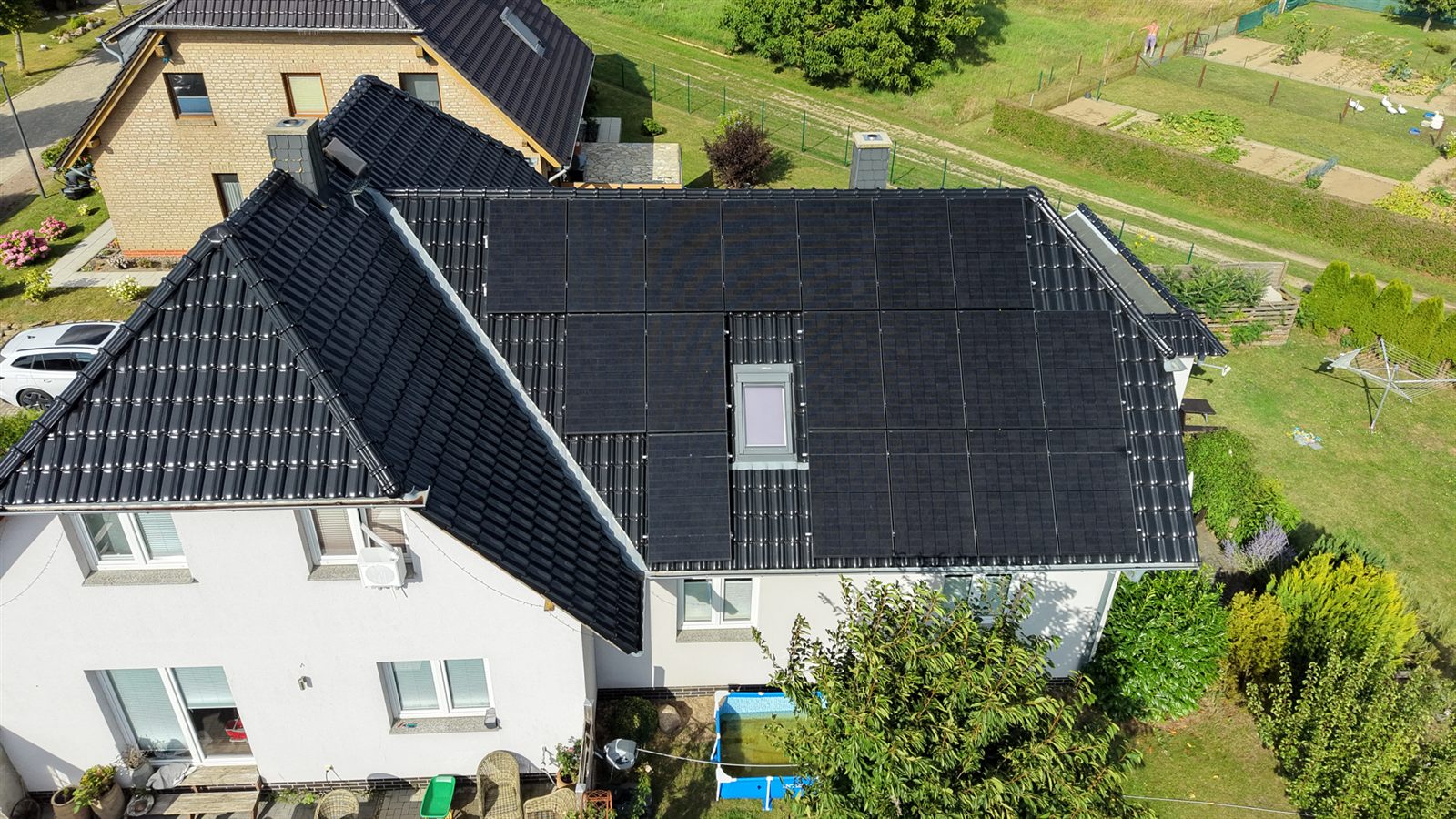 Photovoltaikanlage auf Rügen, Luftaufnahme